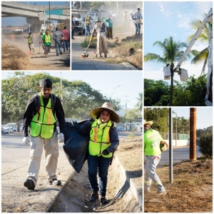 Rehabilitan camellones en la zona norte de Puerto Vallarta