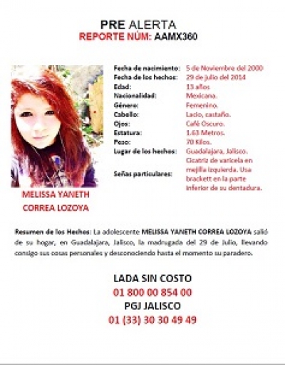 ALERTA AMBER POR MELISSA YANETH CORREA