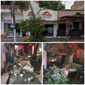 Se desploma marquesina de Applegate Realtors en Olas Altas; no hay lesionados