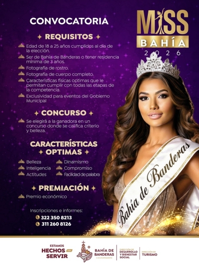 Convocan a jóvenes a participar en “Miss Bahía 2026”