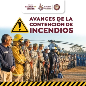 Continúan avances en la contención del incendio forestal en La Cruz de Huanacaxtle