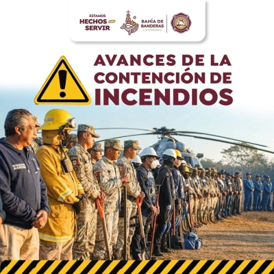 Continúan avances en la contención del incendio forestal en La Cruz de Huanacaxtle