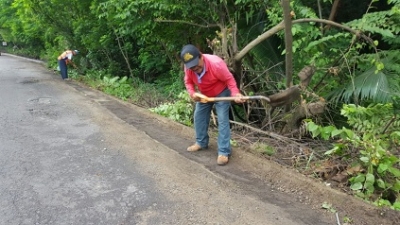 Intensifican la limpieza de cunetas en la carretera