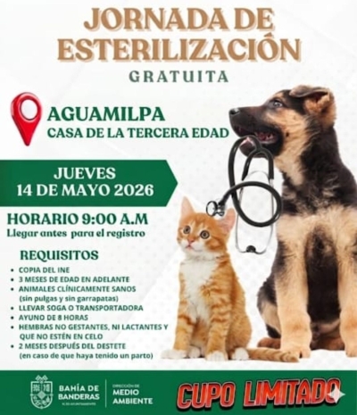 Nueva jornada de esterilización gratuita en Aguamilpa