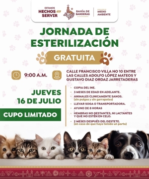 Gobierno de Bahía de Banderas impulsa el bienestar animal con jornada gratuita de esterilización