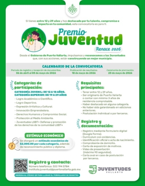 Abren convocatoria del “Premio Juventud Renace 2026” en Puerto Vallarta
