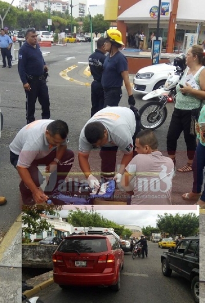 Despistada mujer atropella a motociclista a un costado de Plaza Caracol