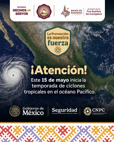 Bahía de Banderas se suma al llamado preventivo ante el inicio de la temporada de ciclones en el Pacífico