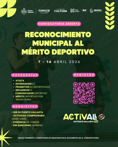 Abren convocatoria para el Reconocimiento Municipal al Mérito Deportivo 2026 en Puerto Vallarta