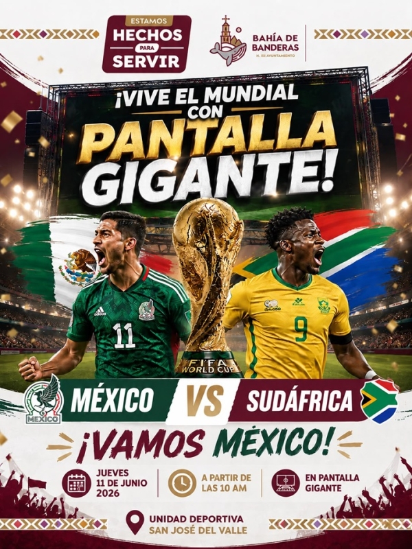 Gobierno de Bahía de Banderas invita a disfrutar del debut mundialista de la Selección Mexicana en pantalla gigante
