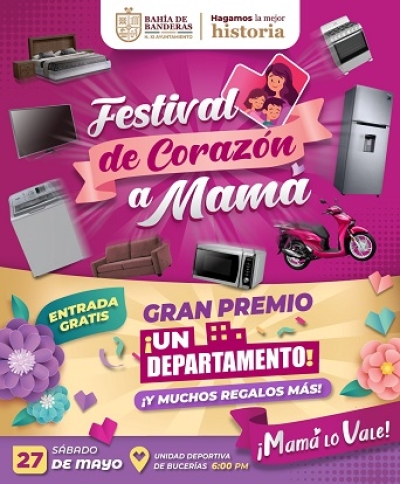 Un departamento, premio principal en ‘Festival de Corazón a Mamá’ en Bahía de Banderas