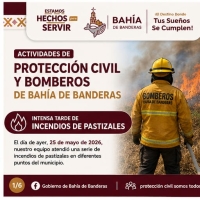 Atiende Protección Civil y Bomberos de Bahía de Banderas incendios de pastizales en distintos puntos del municipio