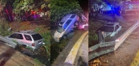 Joven terminó la noche con su poderosa Acura dentro de un canal de desagüe