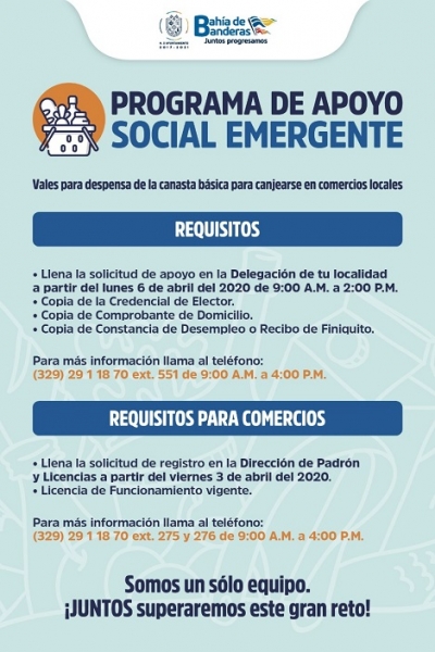 Anuncian Requisitos para el Programa de Apoyo Social Emergente en BB