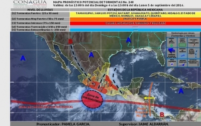 Mantienen estrecha vigilancia sobre la tormenta tropical “Newton”; este lunes sesiona el Comité de Protección Civil