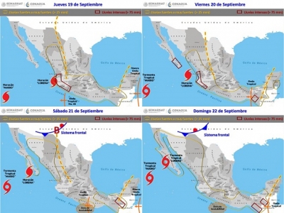 Se prevé que mañana Lorena sea huracán 1 y genere lluvias extraordinarias en Jalisco y Colima y torrenciales en Nayarit