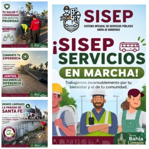 Sistema Integral de Servicios Públicos de Bahía de Banderas realizó labores de limpieza en parada de Santa Fe