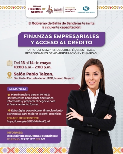 Gobierno de Bahía de Banderas invita a capacitación sobre finanzas empresariales y acceso al crédito