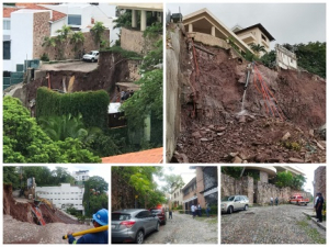 Lluvias provocan deslave en Olas Altas y desaparece calle Santa Bárbara; colocan perímetro de seguridad