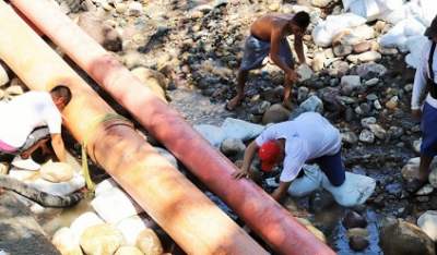 Avanzan obras de reposición de infraestructura en el río Cuale