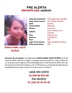 ALERTA AMBER POR MARIA ISABEL MUÑOZ