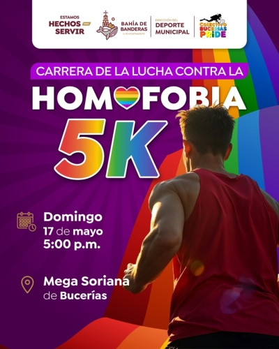 Convoca Gobierno de Bahía de Banderas a la Carrera 5K contra la Homofobia
