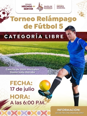 Gobierno de Bahía de Banderas convoca a Torneo Relámpago de Fútbol 5