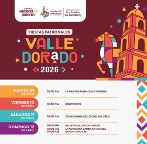 Todo listo para las Fiestas Patronales 2026 en Valle Dorado