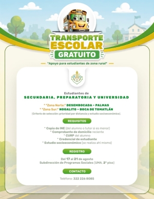 ¡Gobierno de Vallarta ofrecerá transporte gratis para estudiantes de comunidades rurales!