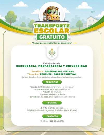 ¡Gobierno de Vallarta ofrecerá transporte gratis para estudiantes de comunidades rurales!