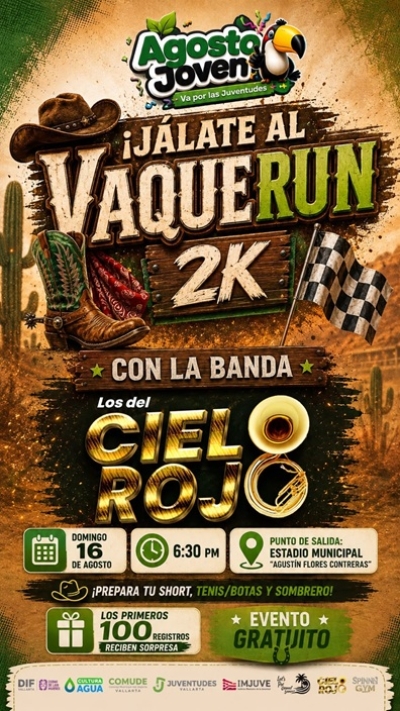 Gobierno Municipal de Puerto Vallarta invita a jóvenes a la carrera Vaquerun 2K