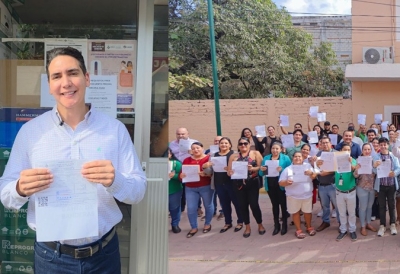 Héctor Santana y trabajadores del Ayuntamiento de Bahía de Banderas cumplen con el pago del predial