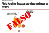 Alerta “Hora Cero Encuestas” sobre falso sondeo con su nombre que se difundió en PV