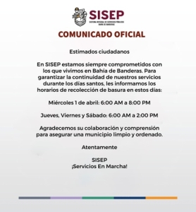 Garantiza SISEP recolección de basura en temporada vacacional