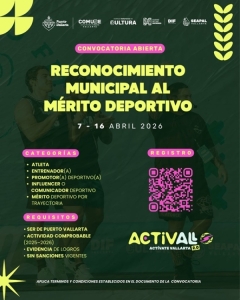 Abren convocatoria para el Reconocimiento Municipal al Mérito Deportivo 2026 en Puerto Vallarta
