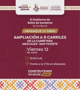 Arrancará obra de ampliación a ocho carriles de la carretera Mezcales–San Vicente