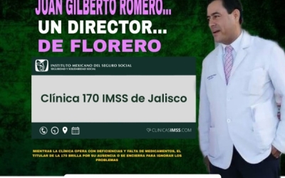 Solo de florero está el director de la clínica 170 del IMSS, Juan Gilberto R.; no trabaja, se...
