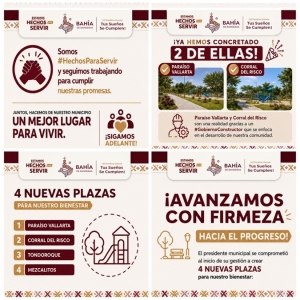 Gobierno de Bahía de Banderas cumple con hechos: Dos plazas entregadas y arranca la del Tondoroque